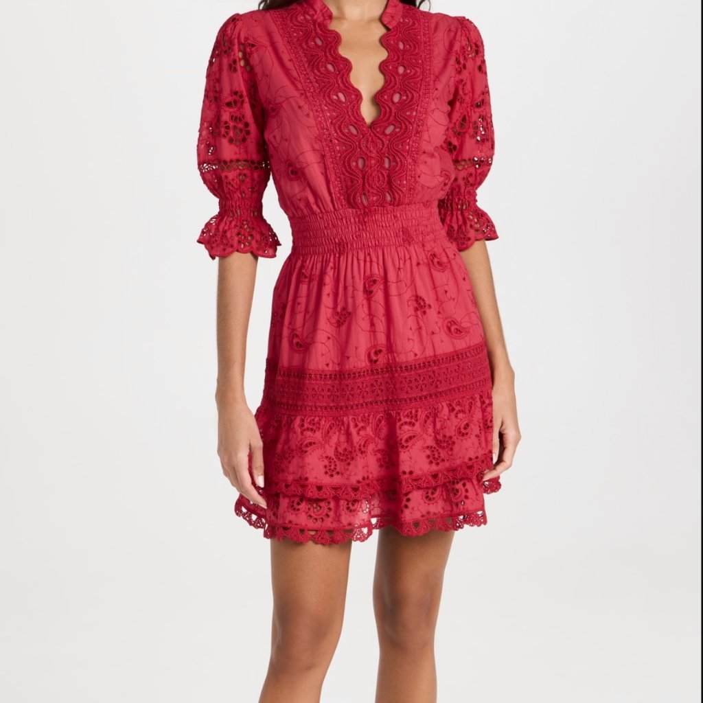 Temptation Positano Eyelet Red Mini Dress